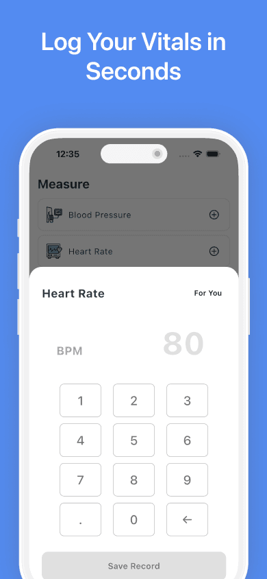 Log Your Vitals in Seconds - Takecare App Screenshot